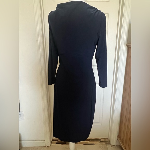 Lauren by Ralph Lauren matte jersey wrap dress in Navy Blue - Picture 3 of 4